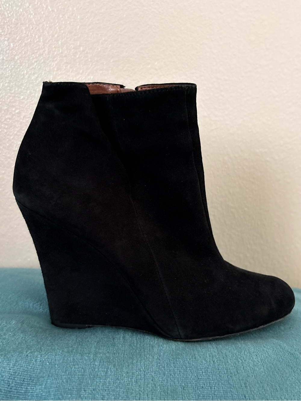 Sam Edelman Wilma Black Suede Wedge Ankle Booties Size 10M